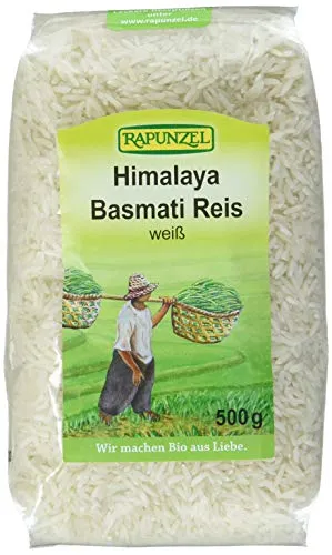 Rapunzel Himalaya Basmati Reis weiß bio 500g - Bio Reis aus den indischen Himalaya-Regionen, aromatisch und lockerer Duftreis, ideal für feine Gerichte. Nachhaltig von Bauernfamilien angebaut, garantiert samenfest und umweltfreundlich.