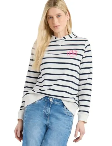 Cecil Damen Sweatshirt mit Kapuze und Chestprint - Sportives Sweatshirt mit Kapuze und stylischem Chestprint. Ideal für lässige Outfits und bequemen Tragekomfort.