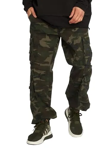 Brandit Pure Vintage Pants 3XL - Woodland - Wanderhosen mit authentischem Used-Look, weitenverstellbarem Beinsaum und 4 großen Cargotaschen für praktischen Stauraum.