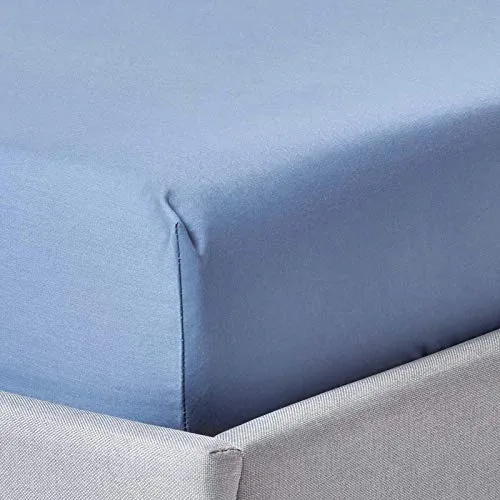 HOMESCAPES Luxus Spannbettlaken 90x190 cm blau – 100% ägyptische Baumwolle - Luxuriöses Spannbettlaken in Blau aus 100% ägyptischer Baumwolle mit hoher Fadendichte (1000). Perfekte Passform dank Rundum-Gummizug und atmungsaktiv für ein angenehmes Schlafklima. Pflegeleicht und OEKO-TEX zertifiziert.