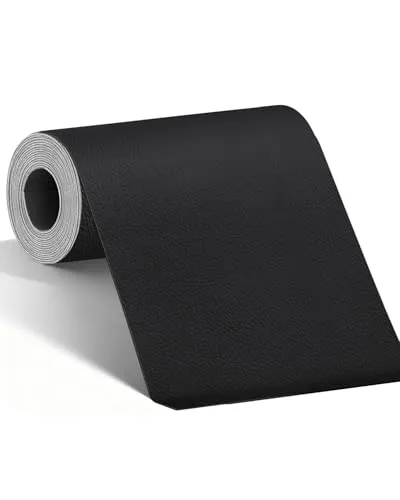 BOUYEER Leder Reparatur Set Schwarz, 60x180 cm Kunstleder Selbstklebend, Umweltfreundliche & Geruchsfrei Kunstleder Reparaturset, Möbel/Sofa/Autositze/Taschen/Renovierung, Schwarz
