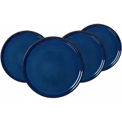 Ritzenhoff & Breker Aradeo Pizzateller 4er Set - Ø 32 cm, Blau - Teller-Set aus robustem Steingut, spülmaschinenfest und mikrowellengeeignet. Ideal für Pizzagenuss und mediterrane Köstlichkeiten.