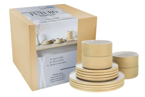 CreaTable 21531 Serie Futuro 12-teiliges Geschirrset in weiß von CreaTable
