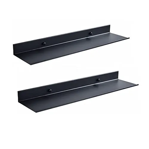 AJINGELA An der Wand montiert Schwimmend Metall Regale Ledge, Schwarz Badezimmer Regal Wandhalterung Regale Platzeinsparung Rostfest Extra stark Schwebende Regale Lagerregal(30cm,Set of 2pcs)
