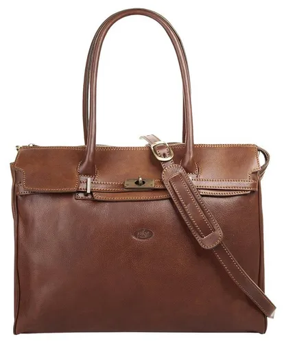 Piké Shopper - Echt Leder Made in Italy, Braun - Handtaschen aus hochwertigem, echtem Leder, gefertigt in Italien. Mit abnehmbarem Schulterriemen und sicherem Reißverschluss für stilvolle Sicherheit.