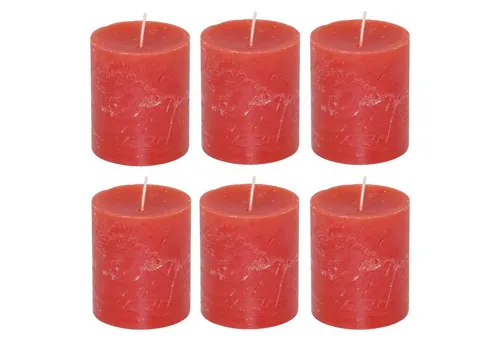 MichaelNoll Stumpenkerze Stumpenkerze Rustic 6er Set - Kerze - Kein Ruß - 30 Std.- 7x8 cm