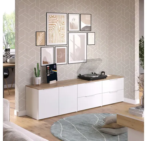 Vicco Wohnwand Wido Weiß Eiche 3 Teile von Vicco