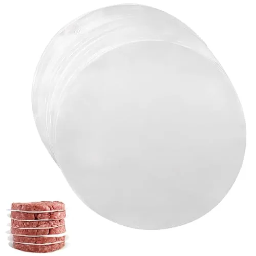 Dokeno 200 Blatt Burger Backpapier Rund 20cm, Antihaft, Hitzebeständig, Fettdicht, Mehrzweck