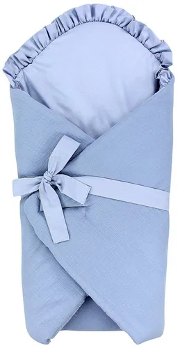 TupTam Einschlagdecke Unisex Baby mit Schleife - Einschlagdecke aus Musselin in Blau, aus 100% Baumwolle für besonders sanften Komfort und Wärme für Ihr Baby.