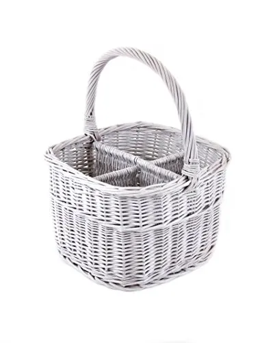 MyBer® Flaschenkorb Weidenkorb - Handgefertigter Einkaufskorb für 4 Flaschen - Einkaufskorb aus 100% natürlichen Materialien, handgefertigt in der EU. Stabil und nachhaltig, ideal für umweltbewusste Einkäufer.