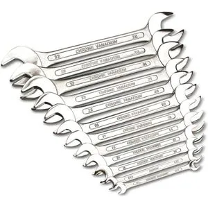 BrüderMannesmann Maulschlüssel M 110-12, 12-teiliges Doppelmaulschlüssel Set - Rollgabelschlüssel aus hochwertigem Chrom-Vanadium-Stahl mit verchromter Oberfläche, ideal für präzises Arbeiten. Inklusive praktischer Aufbewahrungsbox.