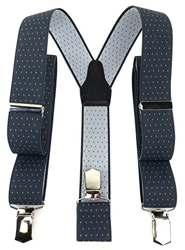 TigerTie Unisex Hosenträger in Y-Form mit 3 extra starken Clips - Farbe in anthrazit grau silber gepunktet - hochwertige Verarbeitung - Breite 35 mm
