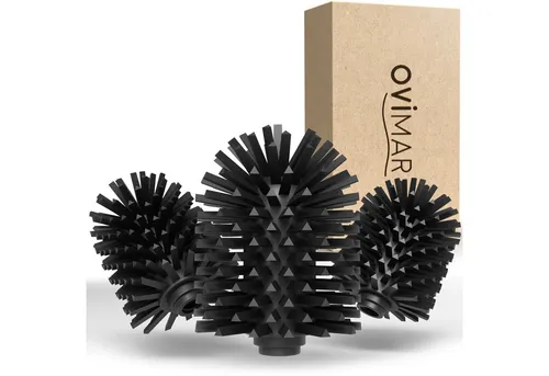Ersatzbürstenkopf Vejro 81004237 - 3er Set - Klobürsten-Zubehör für hygienische Reinigung, langlebige Borsten aus TPE Kunststoff, passend für alle ovimar WC Bürsten und Standardgewinde.
