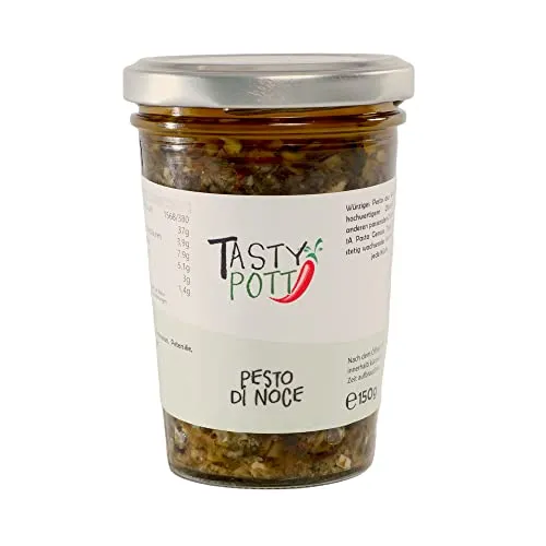 Tasty Pott Pesto I Handgemacht I Im Glas I Verschiedene Sorten I Walnusspesto I Tomatenpesto I Kräuter I Italienische Küche I Grüne Soße I Rote Sauce I Zu Nudeln I (Pesto di Noce)