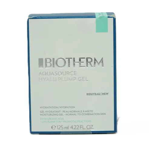 Biotherm Aquasource Hyalu Plump Gel 125ml - Leichtes Feuchtigkeitsgel für eine intensive Hydratation, ideal für fettige Haut. Perfekt für die tägliche Anwendung und sorgt für ein erfrischtes Hautgefühl. Kategorie: Lotion & Feuchtigkeitscremes.