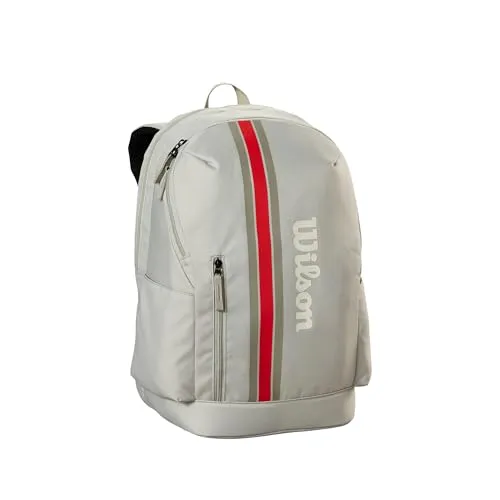 Wilson Tennisrucksack TEAM BACKPACK 2025 OATS - Sportlicher Rucksack für Tennis, aus strapazierfähigem Polyester, ideal für Training und Wettkampf, in stylischem Hafer-Farbton.