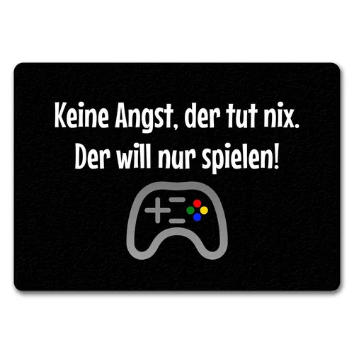 Fussmatte Keine Angst der tut nix mit lustigem Spruch schwarz