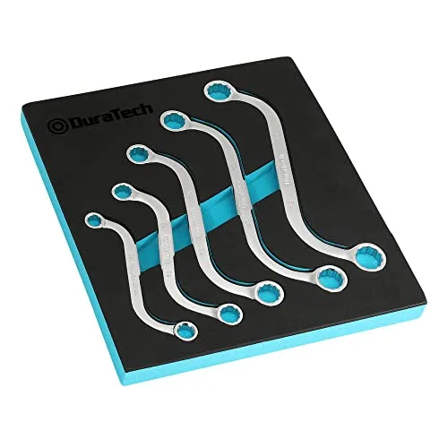 DURATECH Doppelringschlüssel-Satz, S-Form Ringschlüssel Schraubenschlüssel Set, 5-teilig, Metrisch, SW 10-19mm, Chrom-Vanadium-Stahl, mit EVA-Schaumbox