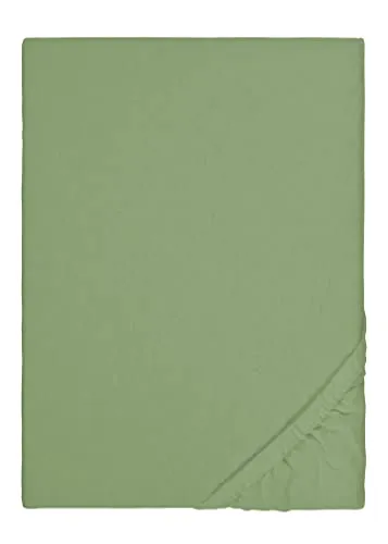 Biberna Feinbiber-Spannbetttuch 0002744 - Grünes Spannbettlaken - Bettlaken aus 100% Baumwolle, weich und warm, perfekt für einen gemütlichen Schlaf in den Maßen 180-200 cm x 200 cm.
