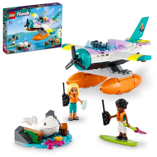 LEGO Friends Seerettungsflugzeug - Kreatives Flugzeug-Spielzeug mit Wal-Figur und Mini-Puppen für spannende Tier-Rettungsabenteuer, ideal als Geschenk für Kinder ab 6 Jahren