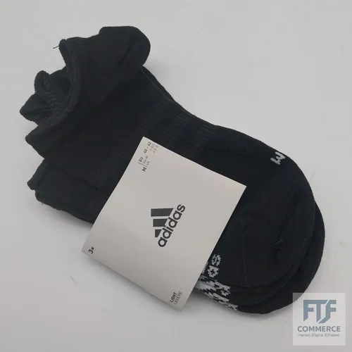 adidas Unisex Thin 40-42 and Light No-Show Socks 3 Pairs, Black / White, 6.5-8