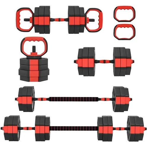 SPORTNOW 4-in-1 Hantelset 25 KG in rot von SPORTNOW