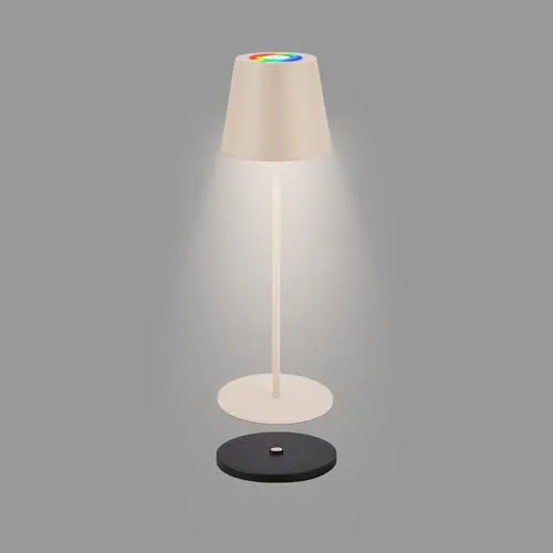 BRILONER RGBW LED Tischlampe kabellos IP44 - Tischbeleuchtung für den Außenbereich – Stufenlos dimmbar mit RGB-Funktion und spritzwassergeschützt, ideal für Gartenpartys oder entspannte Abende.