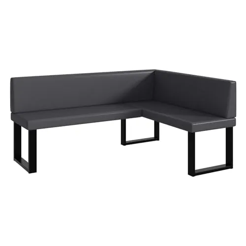 MEBLINI Eckbank für Esszimmer - Küchenbank - Essecke - Sitzecke Küche - ERIC - U-Beine 128x168x87cm Rechts - Grau Kunstleder
