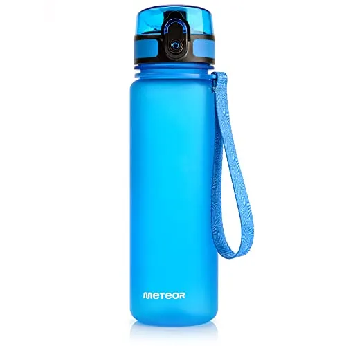 meteor Tritan leckfrei Trinkflasche BPA frei und spülmaschinenfest - leicht und robust dichte Wasserflasche mit Fruchteinsatz - 500/800/1500 ml Sport bottle für Fitness, Outdoor und Schule