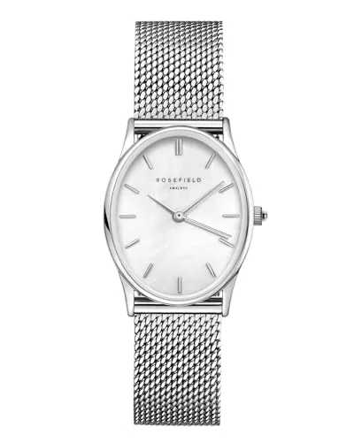 ROSEFIELD OWSMS-OV11 The Oval Damenuhr 24mm - Elegante Armbanduhr für Damen mit ovalem Gehäuse, 3 ATM wasserdicht und perlmuttfarbenem Zifferblatt – perfekt für jeden Anlass.