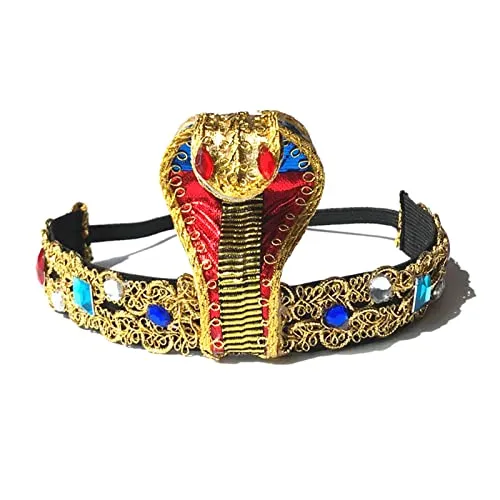 VIKSAUN Stirnband mit Ägyptischer Schlange Diadem Kleopatra Kobra Ägyptische Krone Kopfschmuck Der, Ägyptisches Kostüm Zubehör, Ägyptische Königin, chlange Medusa Halloween Schmuck (1 Stück)