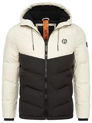 Indicode Herren INAgiotis Winterjacke mit Kapuze | Stylische Steppjacke für Männer, White Asparagus, XL - Moderne Steppjacke für Herren mit bequemer Passform und Kapuze. Ideal für kalte Tage, schützt vor Wind und Wetter. Hochwertige Verarbeitung und sportliches Design für jeden Anlass.