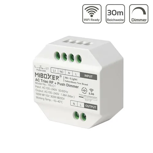 Produktbild MiBoxer LED Funkdimmer 300W Triac RF+Push Dimmer TRI-C1 für LED-Beleuchtung
