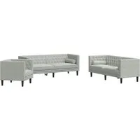 vidaXL Sofa Set Hellgrau Samt - Elegantes Sofa Set aus hochwertigem Samt, ideal für Wohnzimmer. Bequem und stilvoll mit flachen Armlehnen, perfekt für entspannte Zusammenkünfte.
