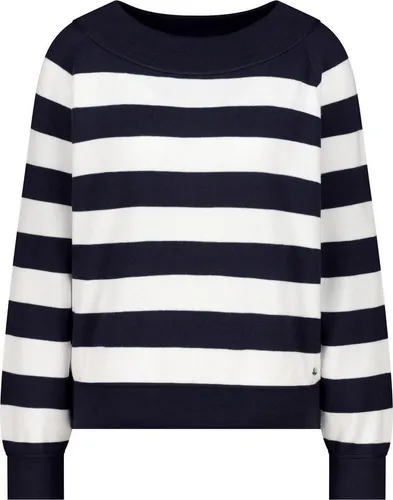 Monari Rundhalspullover 410289 - Eleganter Streifen-Look - Stilvoller Pullover aus 100% Baumwolle mit U-Boot-Ausschnitt und Rollsaum. Ideal für einen eleganten Auftritt und hohen Tragekomfort. Perfekt für jeden Anlass!