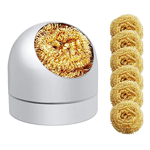 Lötspitzenreiniger Lötkolben-Spitzenreiniger Messing-Spitzenreiniger-Kit und 6PCS-Messingkugel-Draht-Typ mit 1PC-Kugelschalenhalter zum Reinigen von Lötkolben und Spitzen