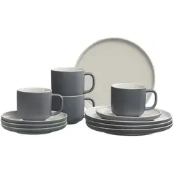 Ritzenhoff & Breker Kaffeeservice Jasper, 12-teilig Grau - Elegantes 12-teiliges Kaffeeservice aus Steinzeug, spülmaschinenfest und ideal für 4 Personen, perfekt für stilvolle Kaffeerunden.