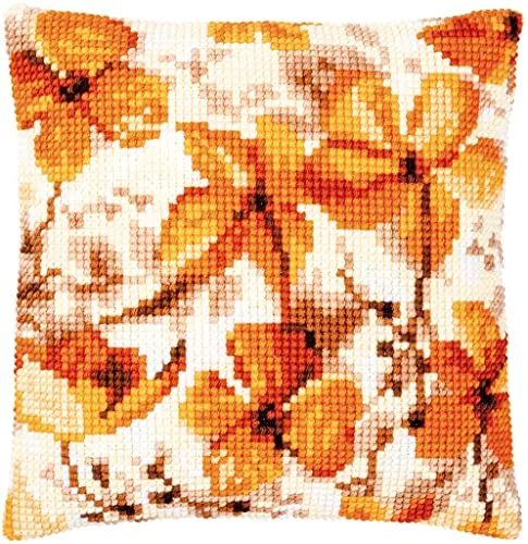 Vervaco PN-0166239 Kreuzstichkissen Herbstsamen - Kreativset - Kreativkästen mit handbemaltem Stramin und hochwertigem Garn für ein einzigartiges Kreuzstichkissen, ideal für kreative Projekte und zur individuellen Gestaltung.