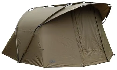 Fox EOS Bivvy 2 Man - Karpfenzelt für Angler - Angelzelt für Ansitz- und Nachtangeln auf Karpfen, Maße: 275x300x150cm, wasserdicht mit 8000mm Wassersäule und integrierten Mückennetzfenstern, ideal für komfortables Angeln.