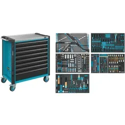 Hazet Werkstattwagen Assistent 179nxl, Sortiment, 427-tlg., Schubladen, Flach: 7× 81 X 696 X 398 Mm, Schubladen, Hoch: 1× 166 X 696 X 398 Mm
