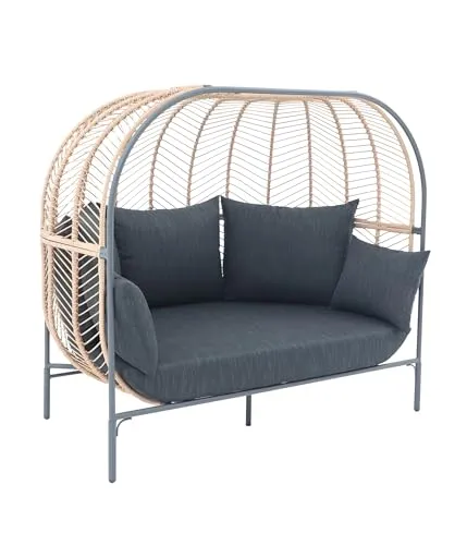 Dehner Gartenmöbel Daybed Venezia, 2-Sitzer, dunkelgrau/Natur - Genießen Sie entspannte Stunden im Daybed Venezia. Mit wasserabweisenden Polstern und einem stabilen Aluminiumgestell bietet es Komfort und Langlebigkeit. Perfekt für Ihre Garten-Oase.