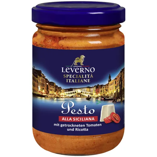 Leverno Pesto Alla Siciliana mit getrockneten Tomaten und Ricotta 125g Glas