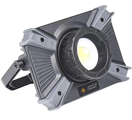 Northpoint LED Baustrahler Flutlicht mit Akku Leuchtfokussierung integrierte USB Powerbank Arbeitsstrahler dimmbar