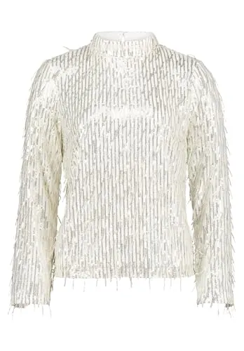 Cartoon Damen Schlupfbluse mit Pailletten Rohweiß,38