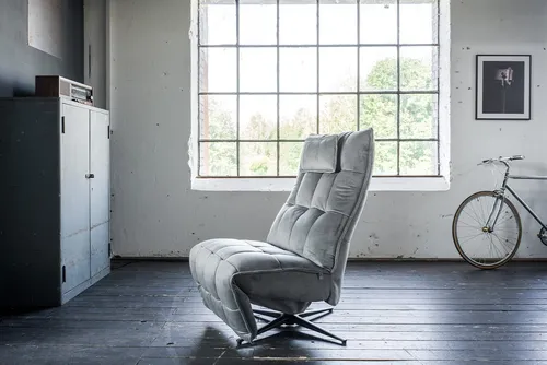 KAWOLA Sessel MIKO Relaxsessel drehbar in Velvet steingrau von KAWOLA