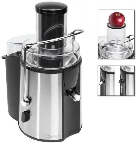 Bomann AE 1917 CB - 1000W Slow Juicer, 30% mehr Vitamine und Saft, extra großer Einfüllschacht für ganze Früchte, Tropfstopp für sauberes Arbeiten