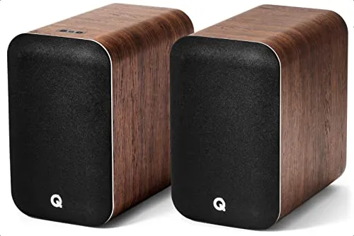 Q Acoustics M20 HD Lautsprecher - Kabelloses Musiksystem im Paar, Walnuss - Regal-Lautsprecher mit kabelloser aptX HD Bluetooth-Konnektivität für hochauflösendes Audio und 64 Watt digitale Leistung für kraftvollen Stereoklang.