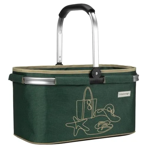 anndora Einkaufskorb GREEN 22 Liter - dunkelgrün bestickt