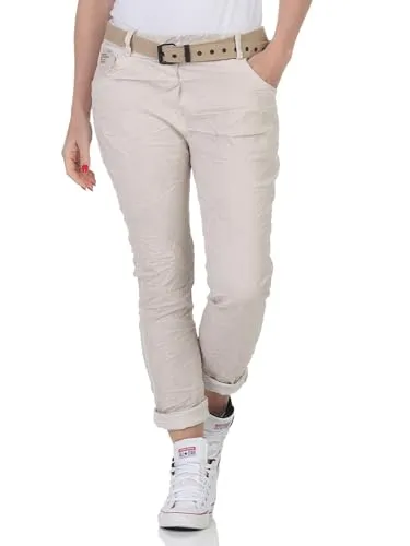simaranda Damen Jogginghose im Vintage Look Sweatpants für Freizeit Sport und Fitness 21306 (DE/NL/SE/PL, Numerisch, 34, 38, Regular, Regular, Beige)
