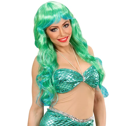 Traumhafte Langhaar-Perücke Nixe Grün für Damen Cosplay Karneval Mottoparty